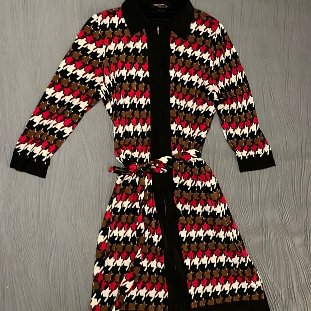 Signature by Robbie Bee Long Sleeve Black and Red Dress